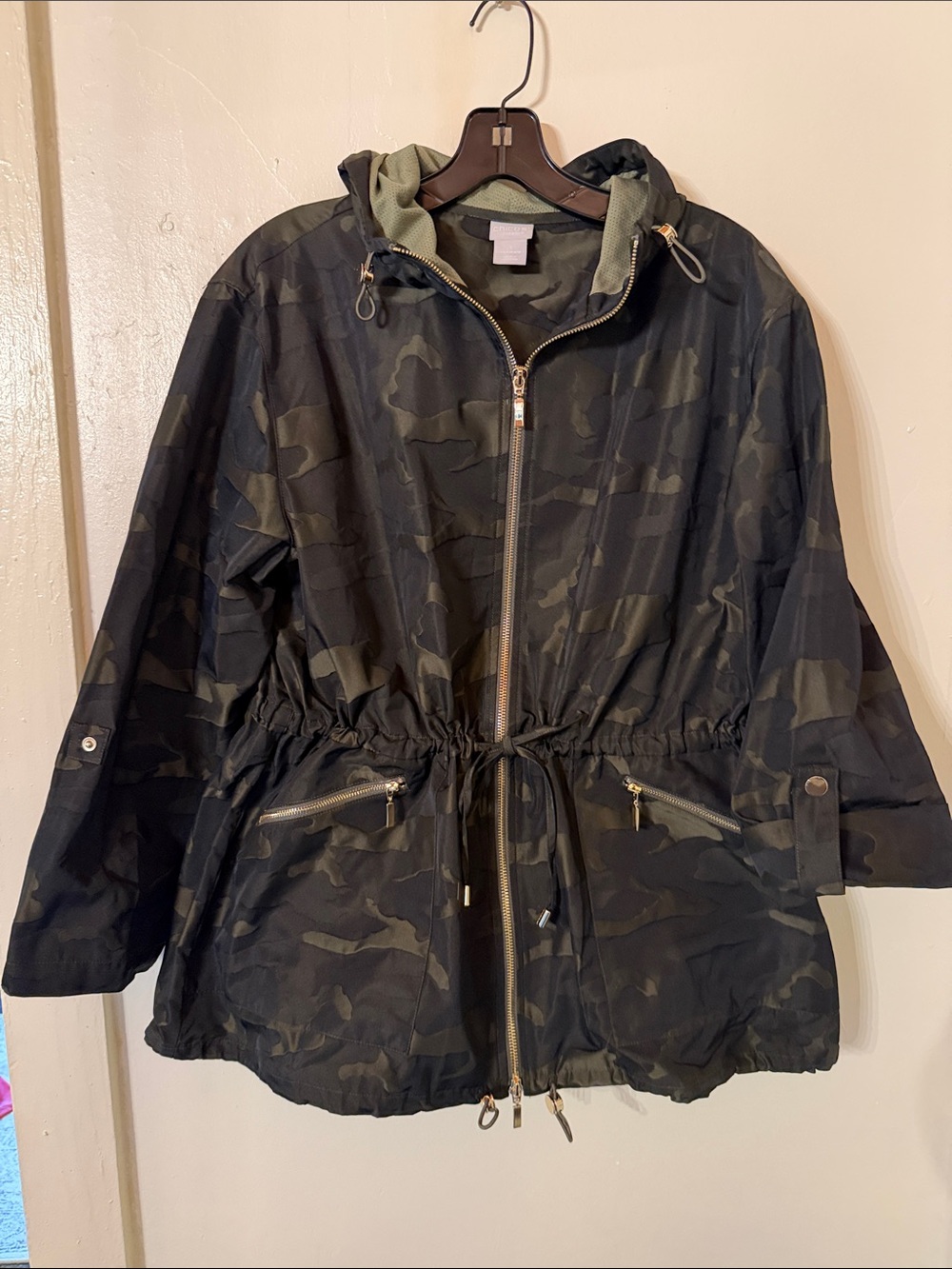 Women’s Camouflage Anorak Jacket - Olive/Black